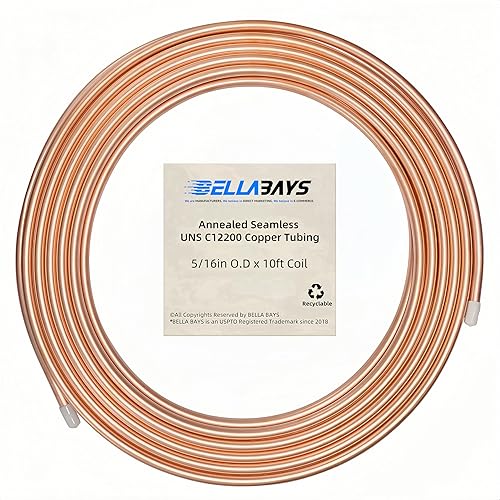 Miniatura 12 de BELLA BAYS Tubo de cobre de 1/2 pulgada de diámetro exterior x 0.445 pulgadas de diámetro interior x 5 pies, 99.9% C12200 ASTM B280 Refrigeración