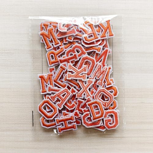 Miniatura 43 de Parches de letras para planchar de 1.3 pulgadas, 78 piezas, parches bordados del alfabeto A-Z para ropa, chaquetas, sombreros, mochilas, jeans