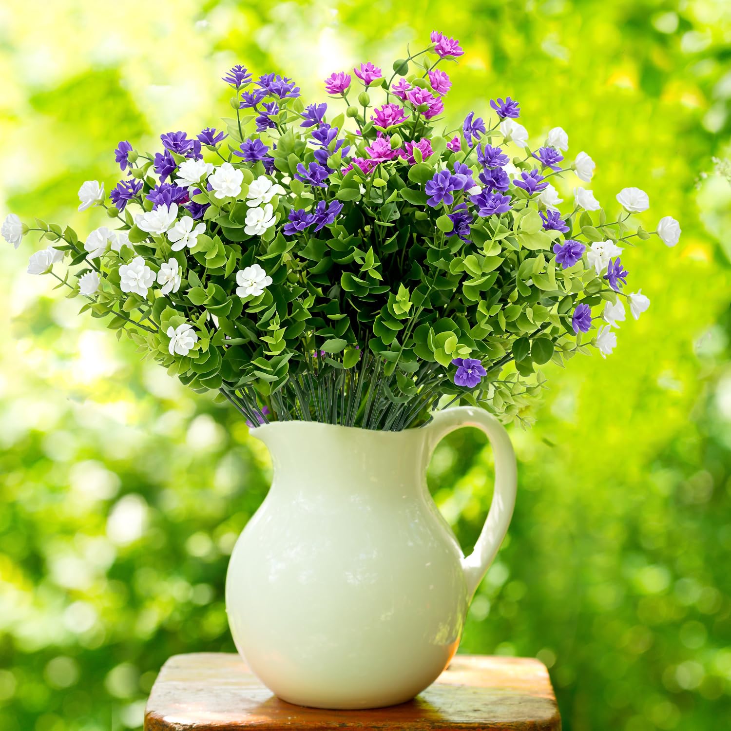 Image secondaire de QWORK® 8 Bouquets de Fleurs Artificielles pour Décorations Intérieures et Extérieures