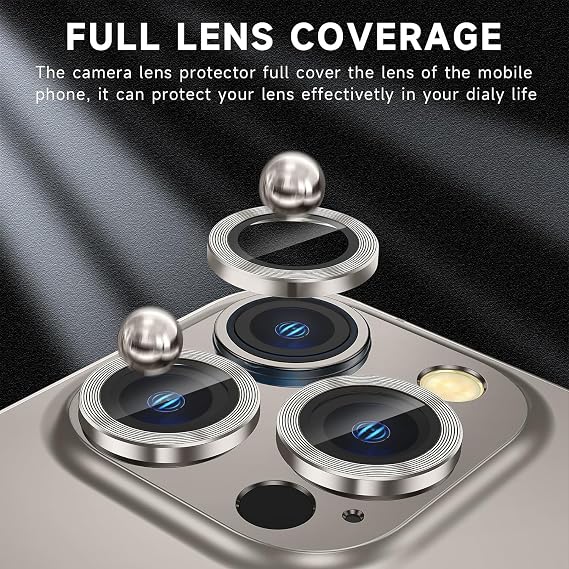 Happy Trend iPhone 16 Pro and iPhone 16 Pro Max Camera Glass Lens Protective Ring Set - White Titanium