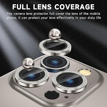 Happy Trend iPhone 16 Pro and iPhone 16 Pro Max Camera Glass Lens Protective Ring Set - White Titanium