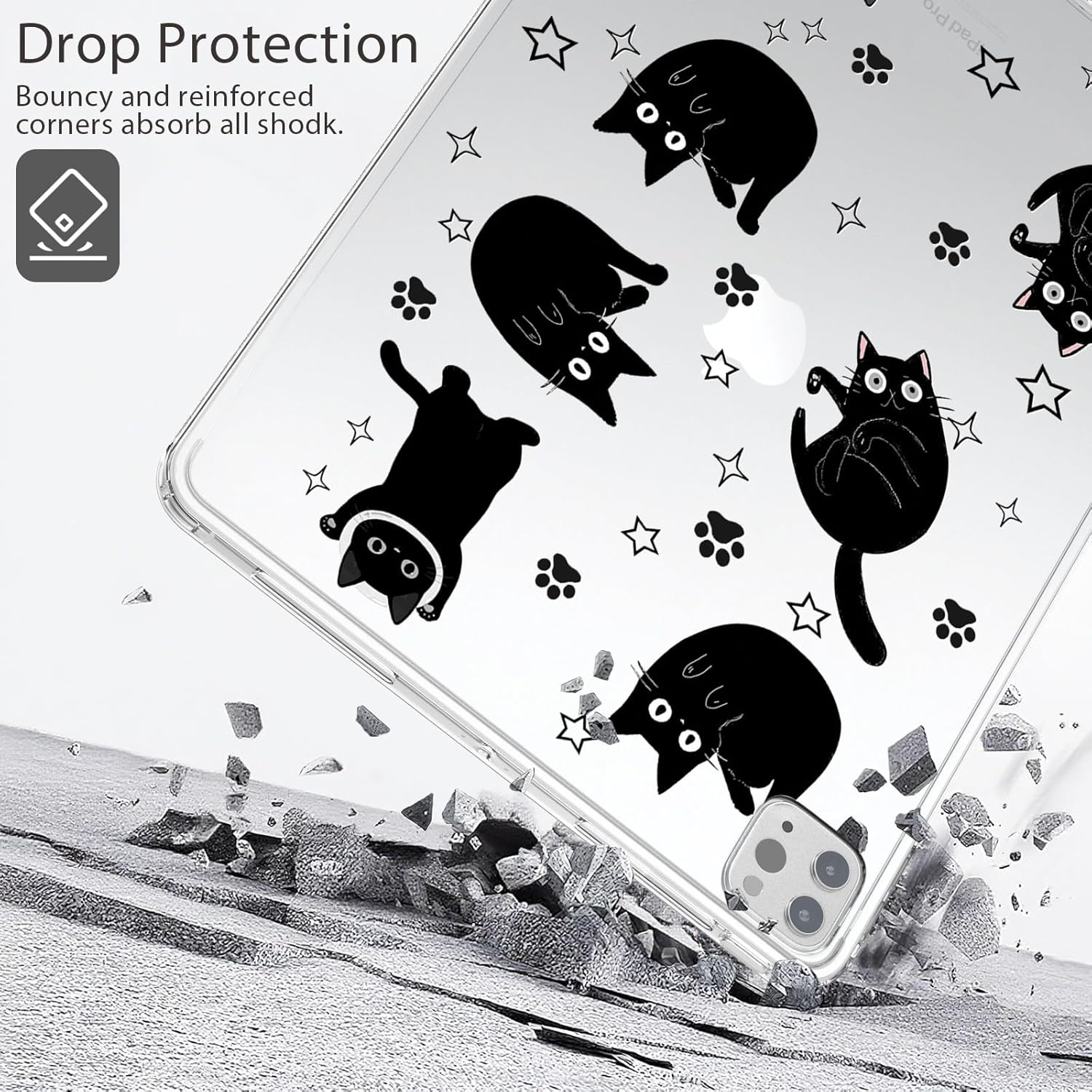 Joyland Clear Case for iPad (A16) 11th Generation 11 Inch 2025 /iPad 10th Gen 10.9 Inch 2022,Anti-Yellowing Transparent Shockproof Slim Lightweight Tablet Back Cover with Hard PC Back,Cat