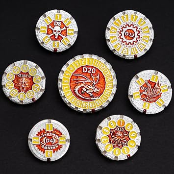 Metal DND Dice Set Dungeons and Dragons Dice, Metal DND Dice Set D&D Polyhedral D and D Dice with Box for Role Playing Game D20 D12 D10 D8 D6 D4 Dice-Pearl Silver Yellow