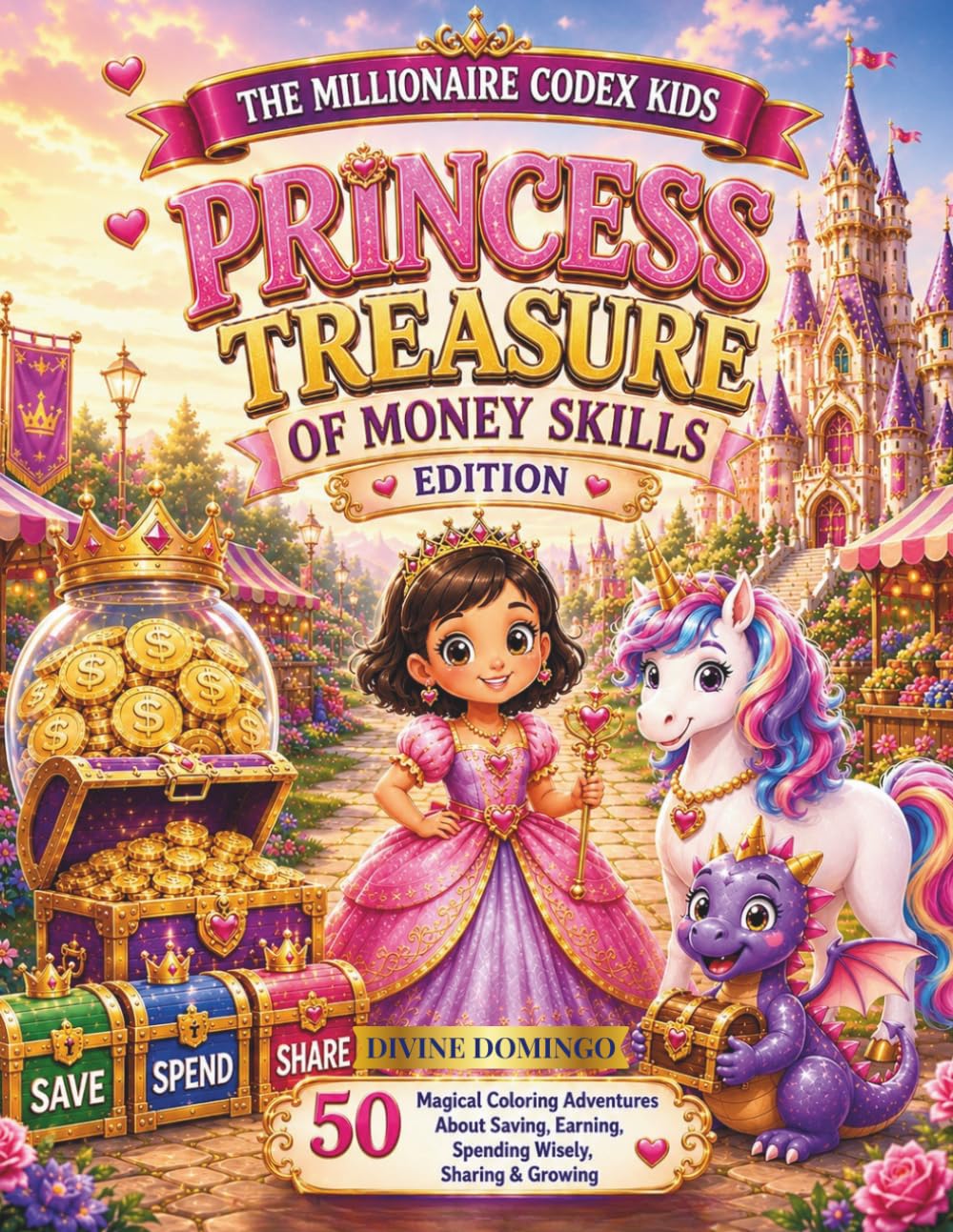 THE MILLIONAIRE CODEX KIDS PRINCESS TREASURE OF MONEY SKILLS EDITION: 50 Magical Coloring Adventures About Saving, Earning, Spending Wisely, Sharing & Growing