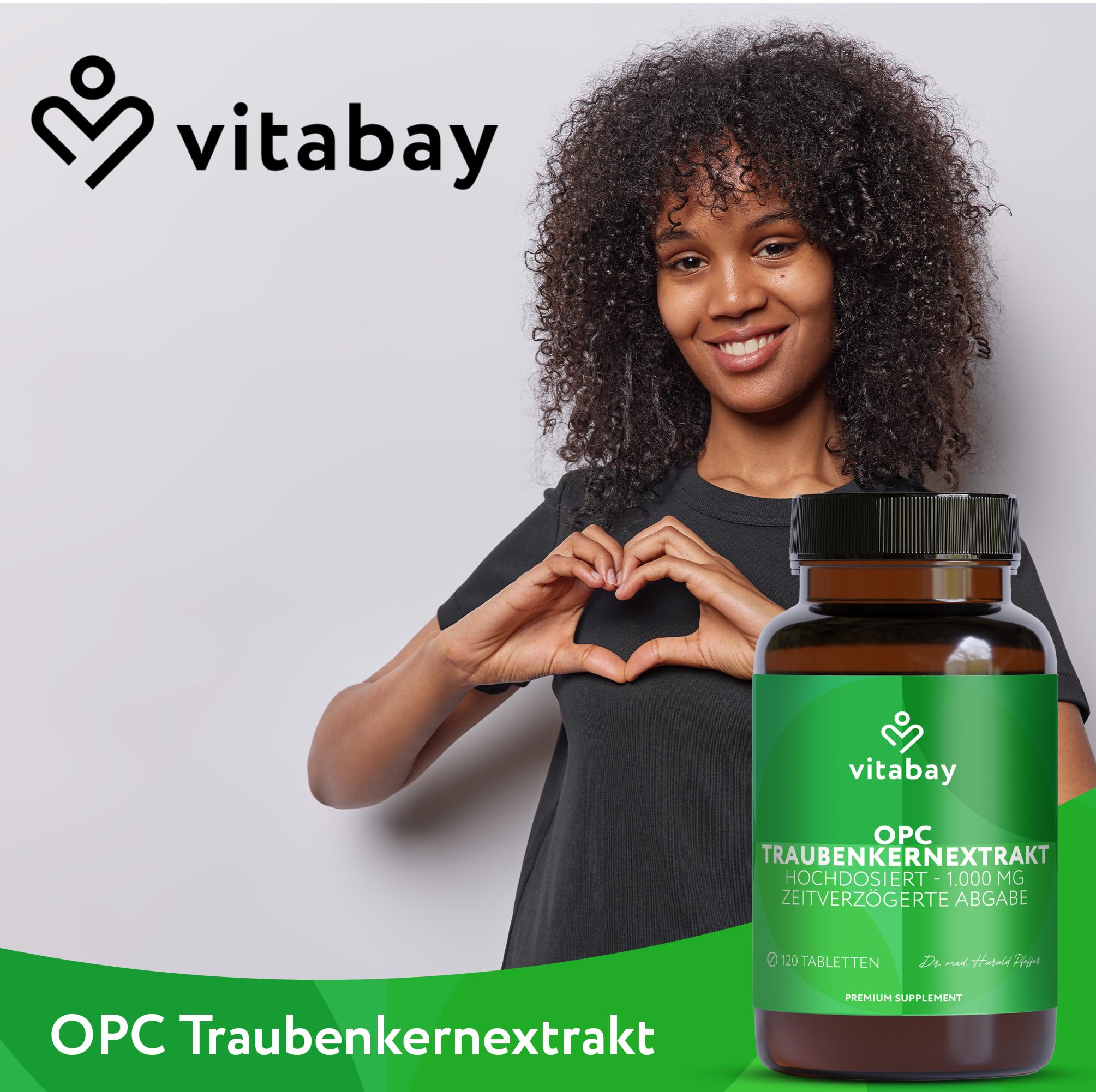 Vitabay OPC Traubenkernextrakt 1000 mg Hochdosiert - 120 Vegane Kapseln Time Released - Traubenkernextrakt mit Polyphenole - natürliche Pflanzenstoffe ohne unerwünschte Zusatzstoffe - Laborgeprüft