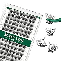 Vista 75 de Kit de racimos de pestañas KEYYOU Natural Wispy Kit de extensión de pestañas DIY 144 piezas Extensiones de pestañas en racimo con cepillo de rímel