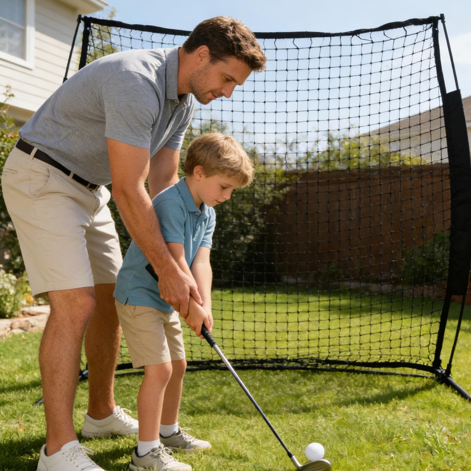 Rete da allenamento da golf, barriera anti-scheggiatura per palline, 300 x 305 cm, rete con ganci, accessorio sportivo robusto, attrezzatura per allenamento all'aperto e al chiuso, per baseball