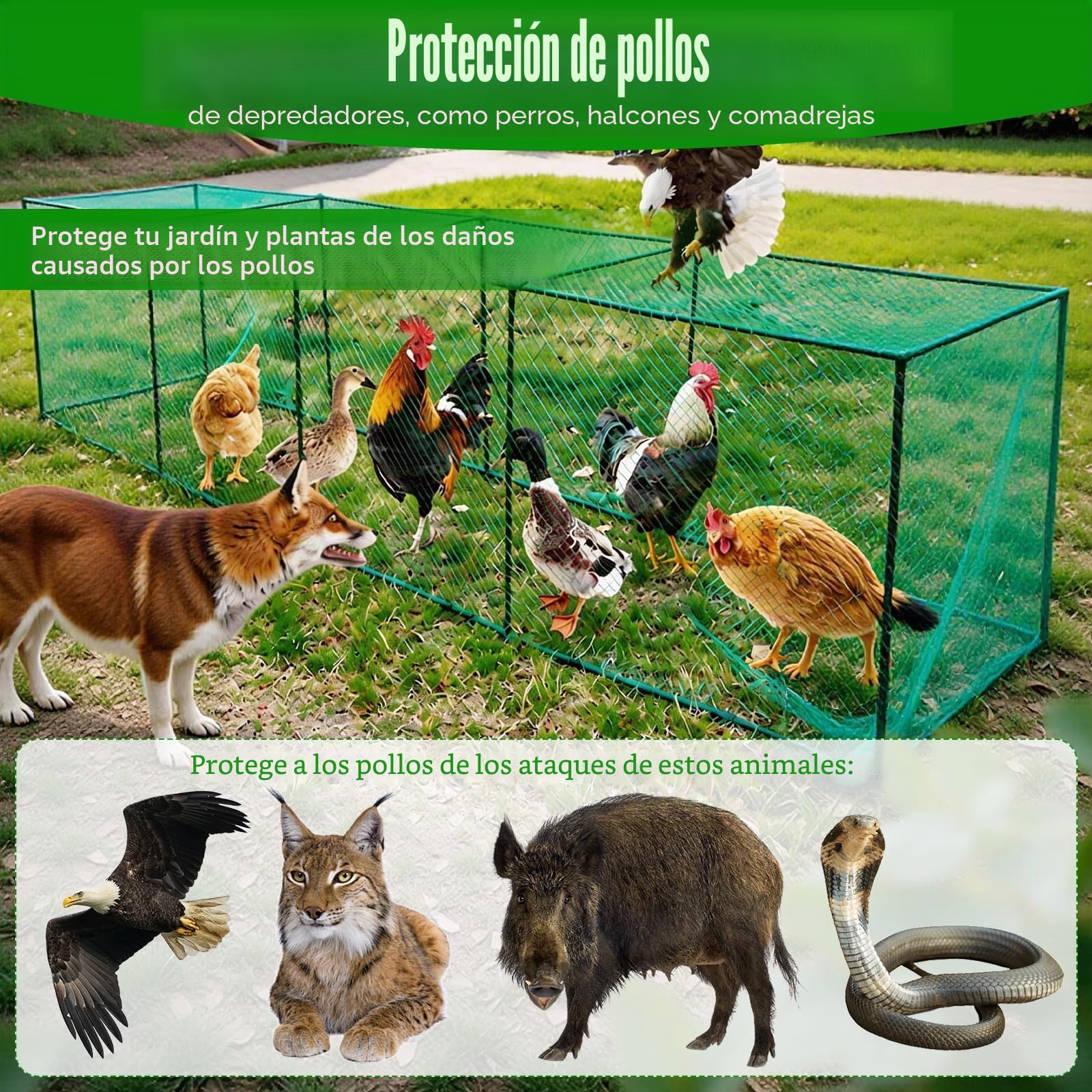 Gallinero, Túneles para Pollos de 320 * 80 * 80cm Rejilla Móvil y Grande para Aves de Corral al Aire Libre, Jaula de Pollo y Pájaros