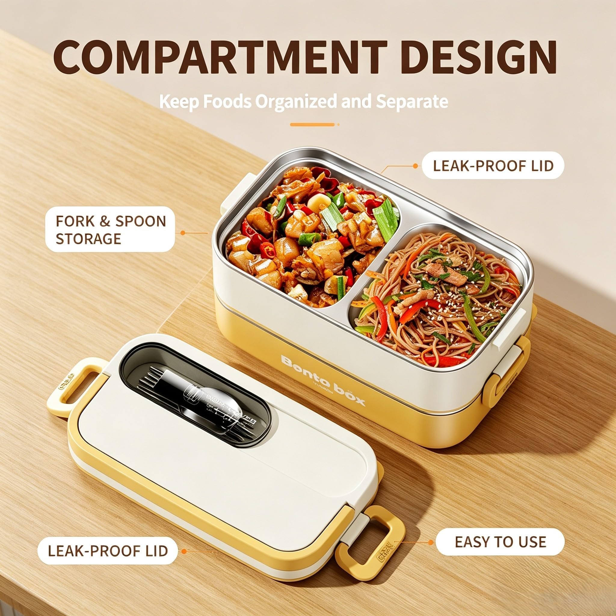 Isolierte Lunchbox Edelstahl 1,5L Auslaufsicher(red)