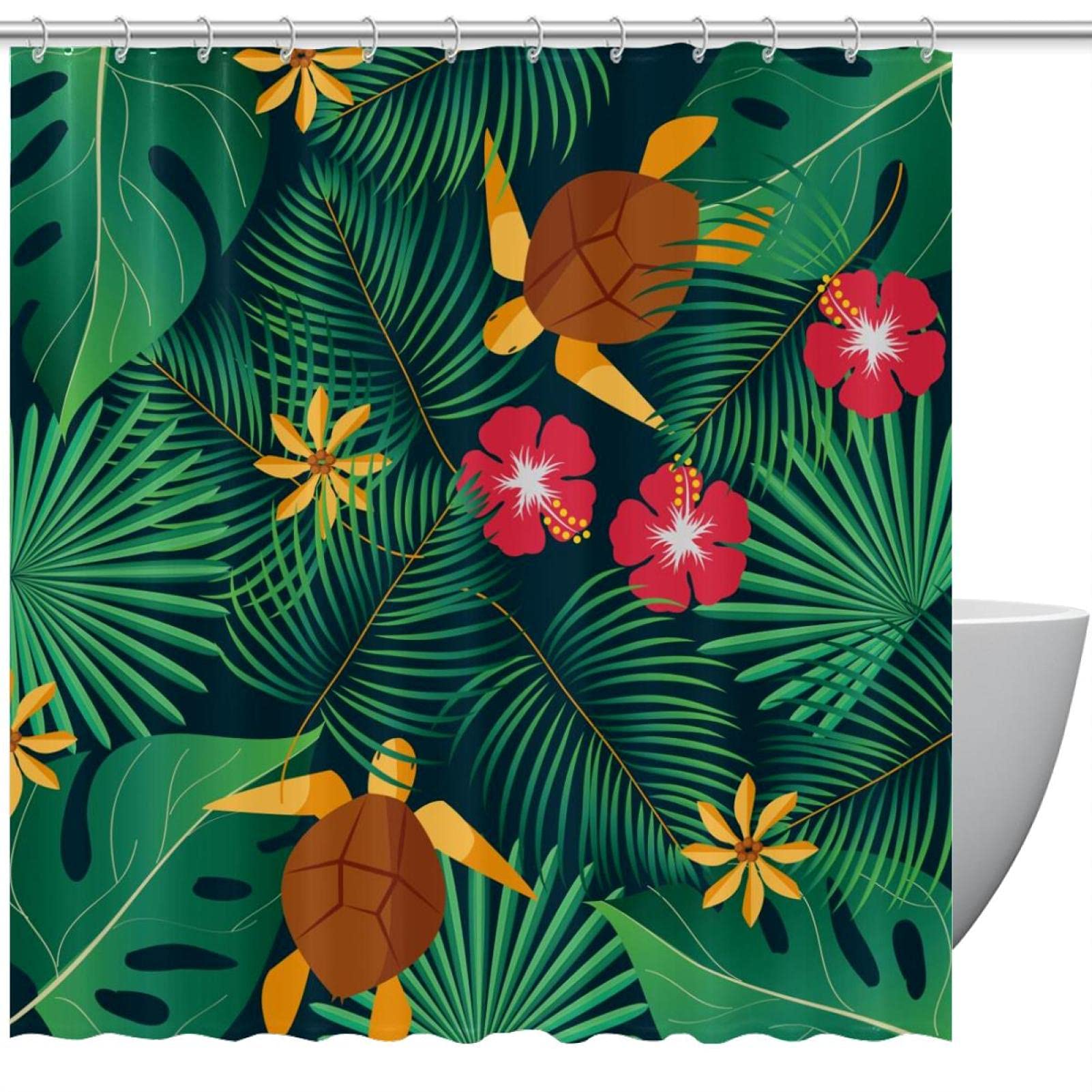 Rideau de douche anti humidité Aloha 168 x 183 cm pour garder le sol de la salle de bain propre et sec