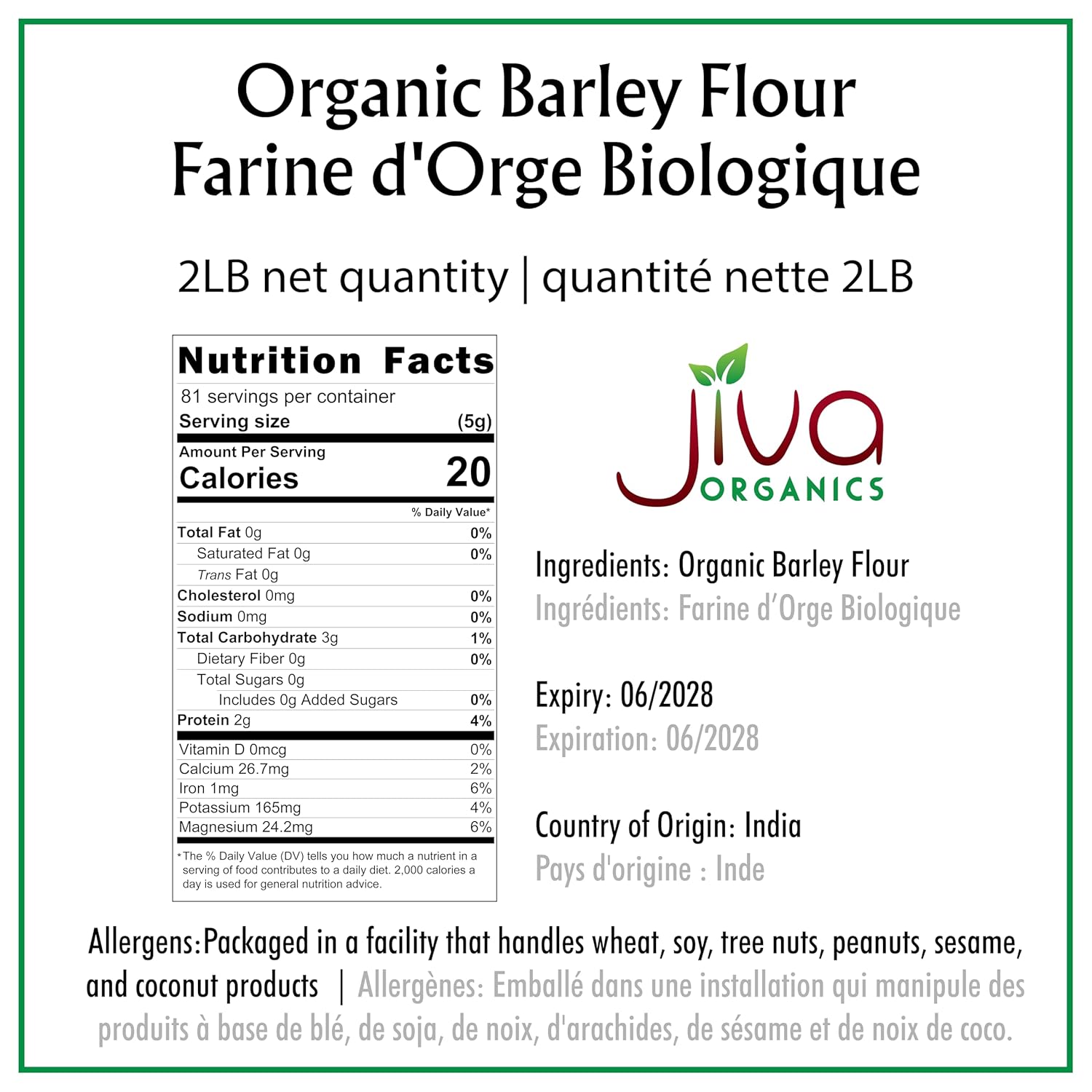 Jiva Organic Barley Flour 2 Pound - All Natural & Raw - Product of India - Image 2
