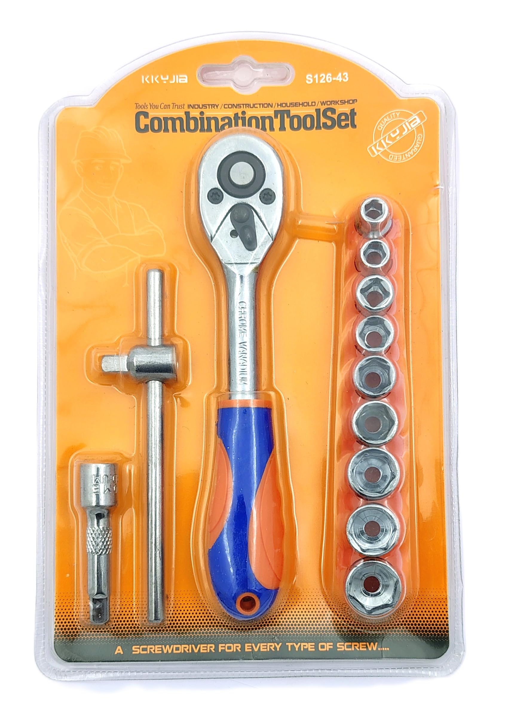 Buyohlic 3/8-Inch Drive Extendable Ratchet socket set with 9 Pcs Hex Drive Socket Set