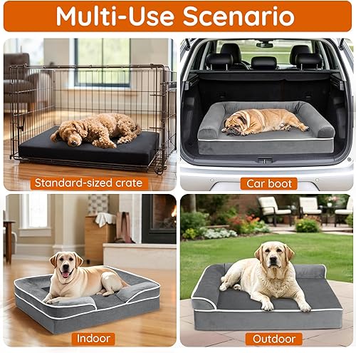 Miniatura 8 de Cama para perro personalizada para perros pequeños, medianos y grandes, cama ortopédica impermeable para perros, sofá cama de espuma de apoyo para
