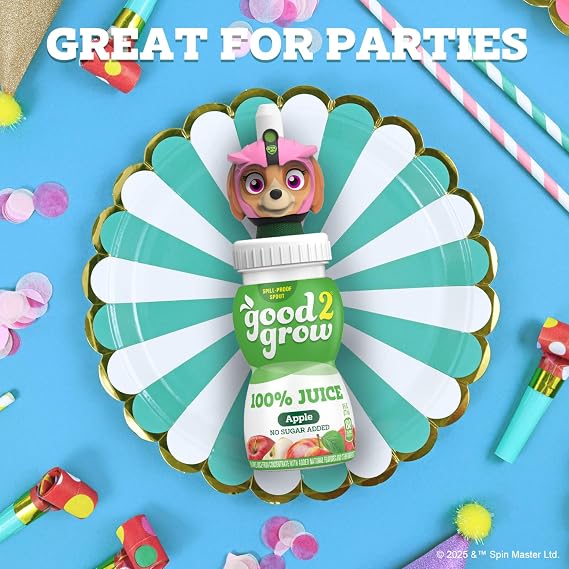 good2grow 100% Apple Juice for Kids, 6 fl oz, 3 Pack, PAW Patrol Tops
