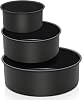 E-far Deep Cake Pan Set of 3 468 Inch, Nonstick Stainless Steel Round Cake Pans Tins for Baking Layer Wedding Cakes, Stainless Steel Core & Nontoxic Coating, Deep & Straight Side