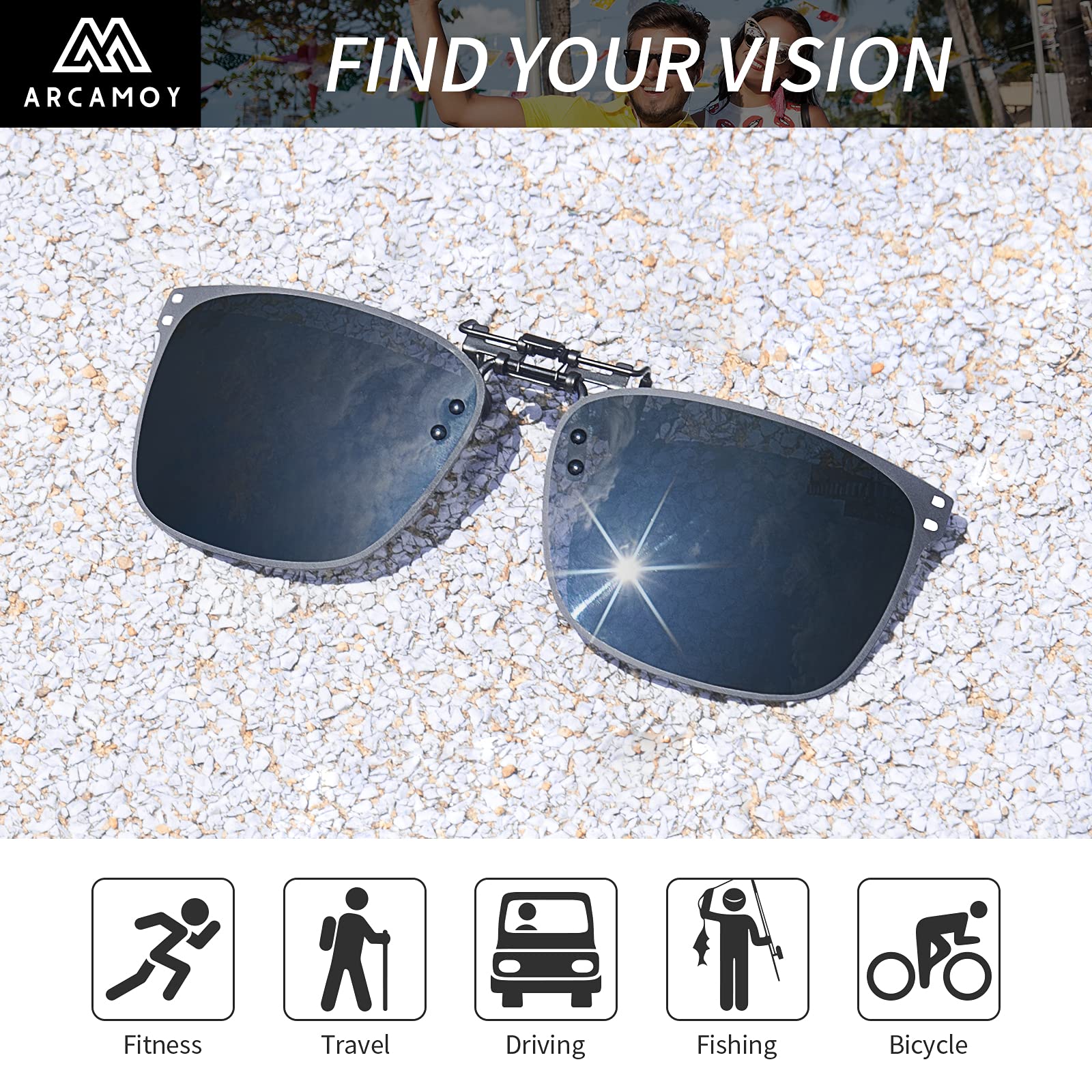 Sonnenbrille zum Anklippen, polarisiert, blendfrei, UV-Schutz, für Damen und Herren