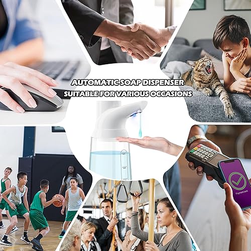 Miniatura 6 de Dispensador de jabón automático ajustable, sin contacto, material de cerámica, 4 niveles ajustables, dispensador de desinfectante de manos sin
