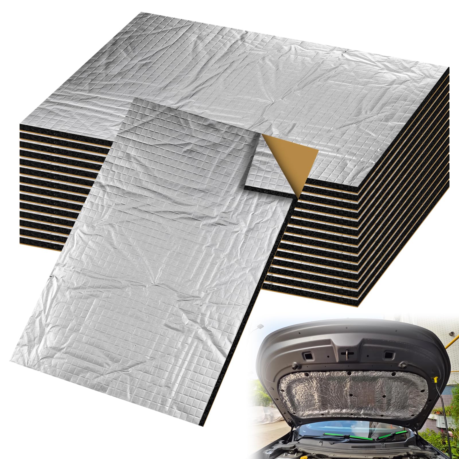 15 unidades de placas de aluminio butilo, 250 x 180 x 5 mm, autoadhesivas, aislantes ignífugas, resistentes al agua, para aislamiento acústico y aislamiento térmico en hogares y oficinas