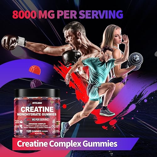 Miniatura 4 de Gomitas de monohidrato de creatina de 8000 mg para hombres y mujeres, suplemento de creatina para mejorar el crecimiento muscular, impulso de