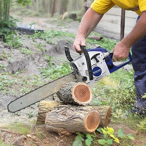 Miniatura 10 de curfair Motosierra, motosierra de gas de 58 cc y 20 pulgadas, motosierra a gas de corte rápido de 8500 rpm, sierras de mano para cortar árboles,