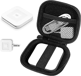 WGear Credit Card Reader Case for Square Contactless Chip Reader, Chip Reader Scanner, USB Cables Small Accessories, Mesh Pocket, Secure Elastic Strap, Easy to go Carabiner