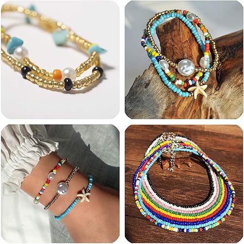 Miniatura 7 de Bala&Fillic Cuentas de semillas de color perla azul claro opaco de 0.157 in, aproximadamente 1200 piezas3.53 oz en bolsa, 60 cuentas de vidrio para