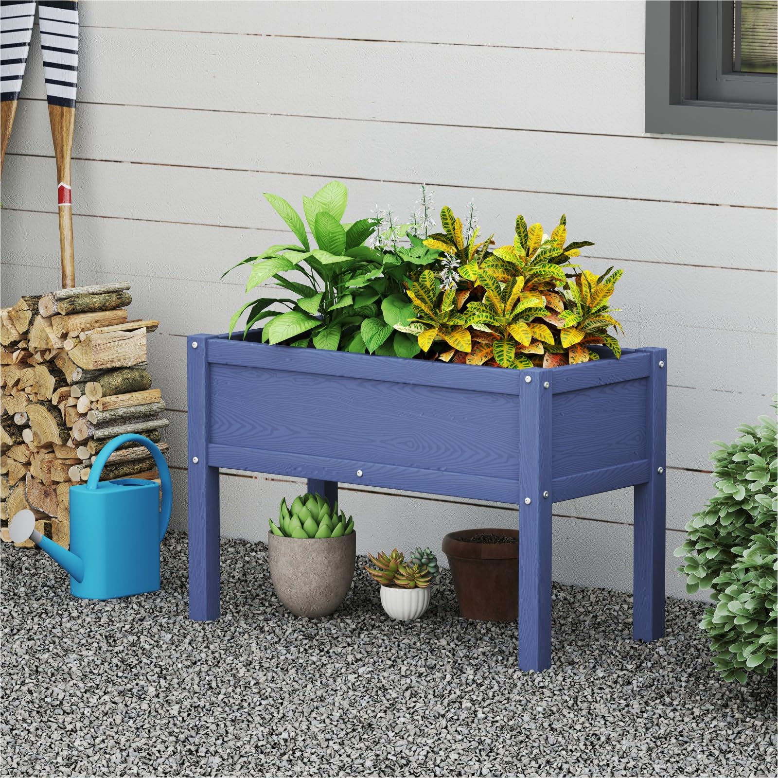 Navy Blue Raised Garden Bed - Durable Outdoor Planter -8