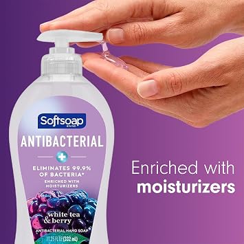 Softsoap Antibacterial Hand Soap, White Tea & Berry, 11.25 fl oz (6 Pack)