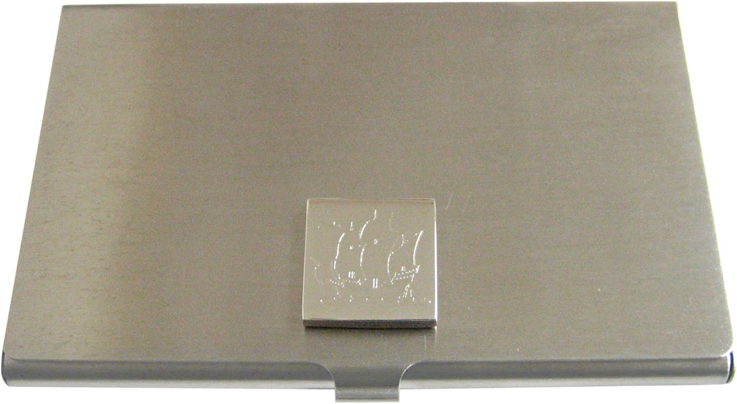 Kiola Designs Silver Toned Etched Old Style Ship Business Card Holder