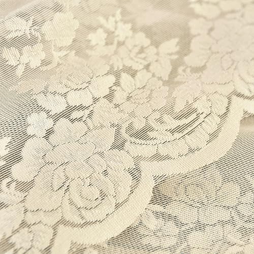 Miniatura 8 de Kotile Cortinas traslúcidas beige de 96 pulgadas de largo para sala de estar, 2 paneles de cortinas rústicas de encaje florales retro crema para