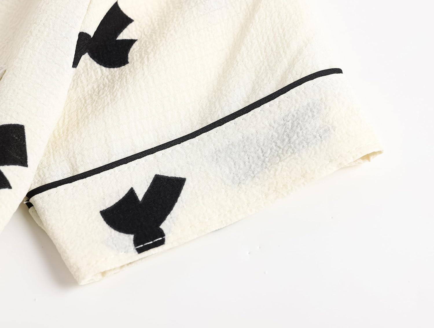 Big Girls Button Down Pajama Set 3pcs Short Sleeve Long Pants with Shorts Crepe Wrinkled Fabric Sleepwear Nighty - Image 4