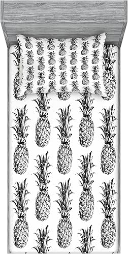 Miniatura 208 de Ambesonne - Juego de sábanas bajeras y fundas de almohada, diseño clásico botánico, plantas de jardín vintage, juego de 3 piezas con estampado