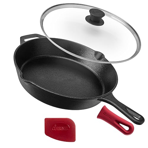 Cuisinel Cast Iron Skillet with Lid - 12"-Inch Frying Pan