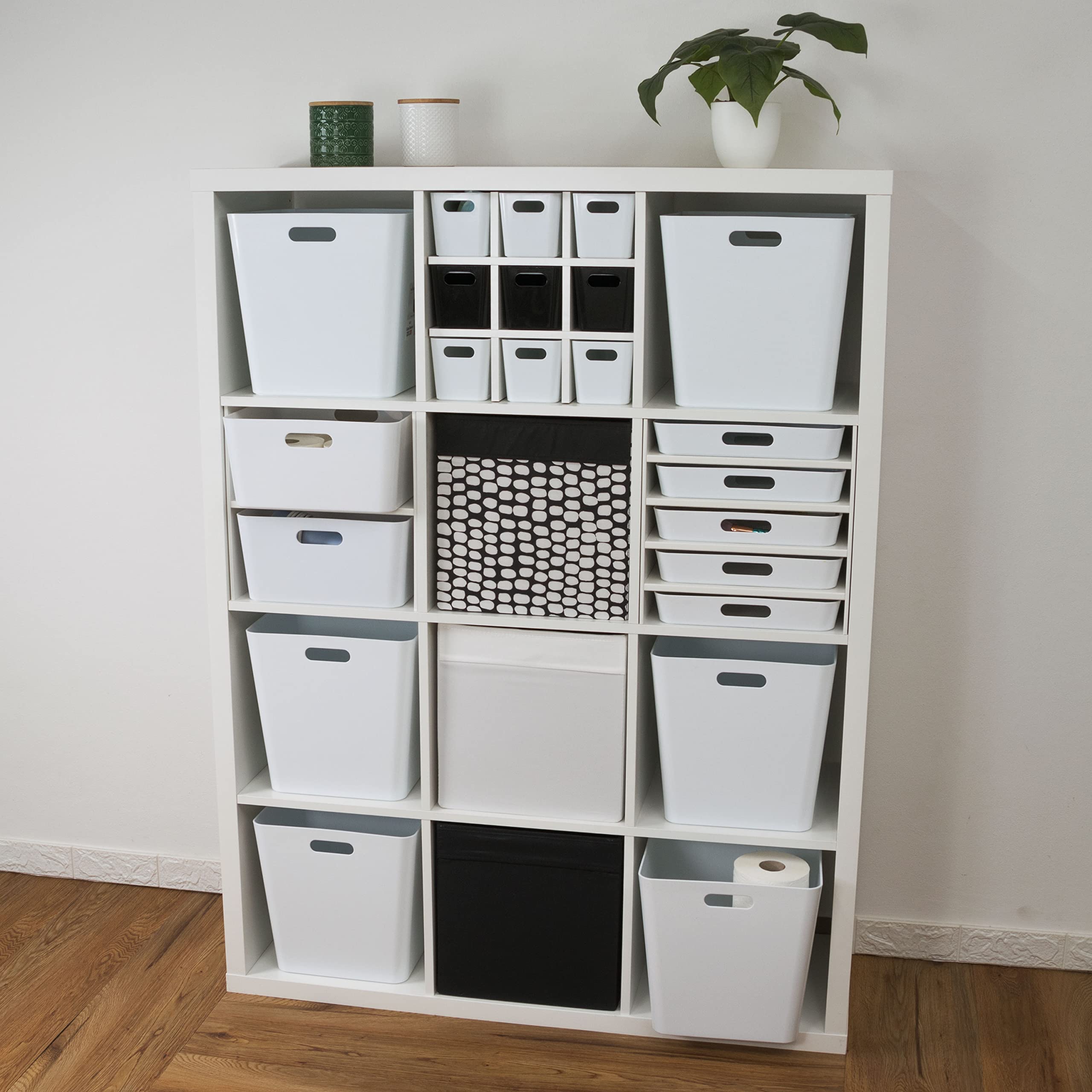 #11 4 Stück Ordnungsboxen passend für Kallax - 15 cm hoch - weiß - 30x 30 cm - Ordnungskorb - Regalorganizer Wandregal