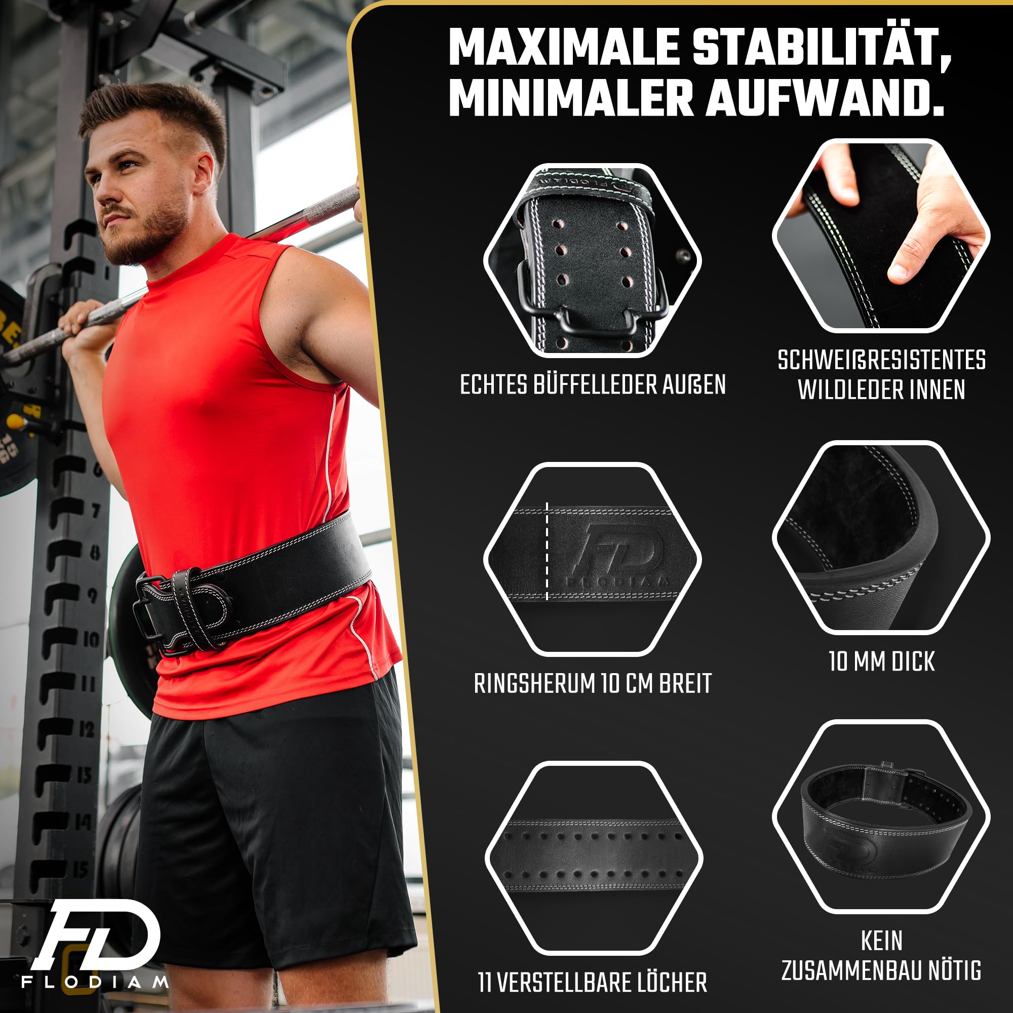 Profi Gewichthebergürtel Quick Power Design Herren & Damen [Quick Claw] Schnellverschluss Gym Lifting Belt Fitness Gürtel Büffelleder Weightlifting Powerlifting - Jetzt Größe Wählen!