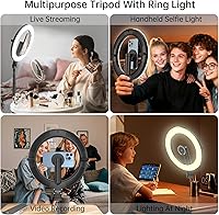 Vista 8 de Anillo de luz magnético de 10.2 pulgadas con trípode de 64 pulgadas para iPhone Mag Safe, anillo de luz recargable de 5000 mAh con soporte, trípode