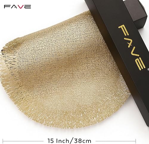 Miniatura 5 de FAVE Manteles individuales con borlas doradas, 10 unidades