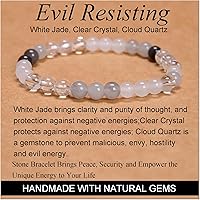 Vista 651 de MASSIVE BEADS Pulsera elástica de yoga hecha a mano con piedra natural, cristal curativo, energía, regalos para adultos unisex de 0.157 in, 0.236