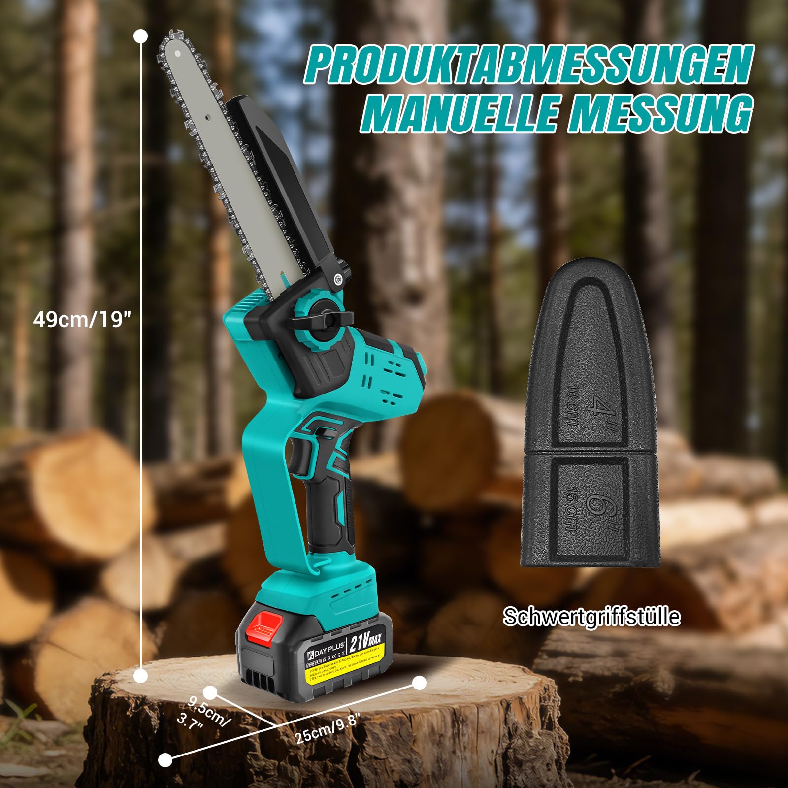 Motosierra sin escobillas de 8 pulgadas, 21 V y 4000 mAh, batería de litio, una sola mano, minisierra con juego de accesorios para cortar ramas y madera