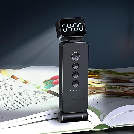 Book Light LED Time Rechargeable: Ultralight Metal Clip-on Bookmark Lamp for Night Reading