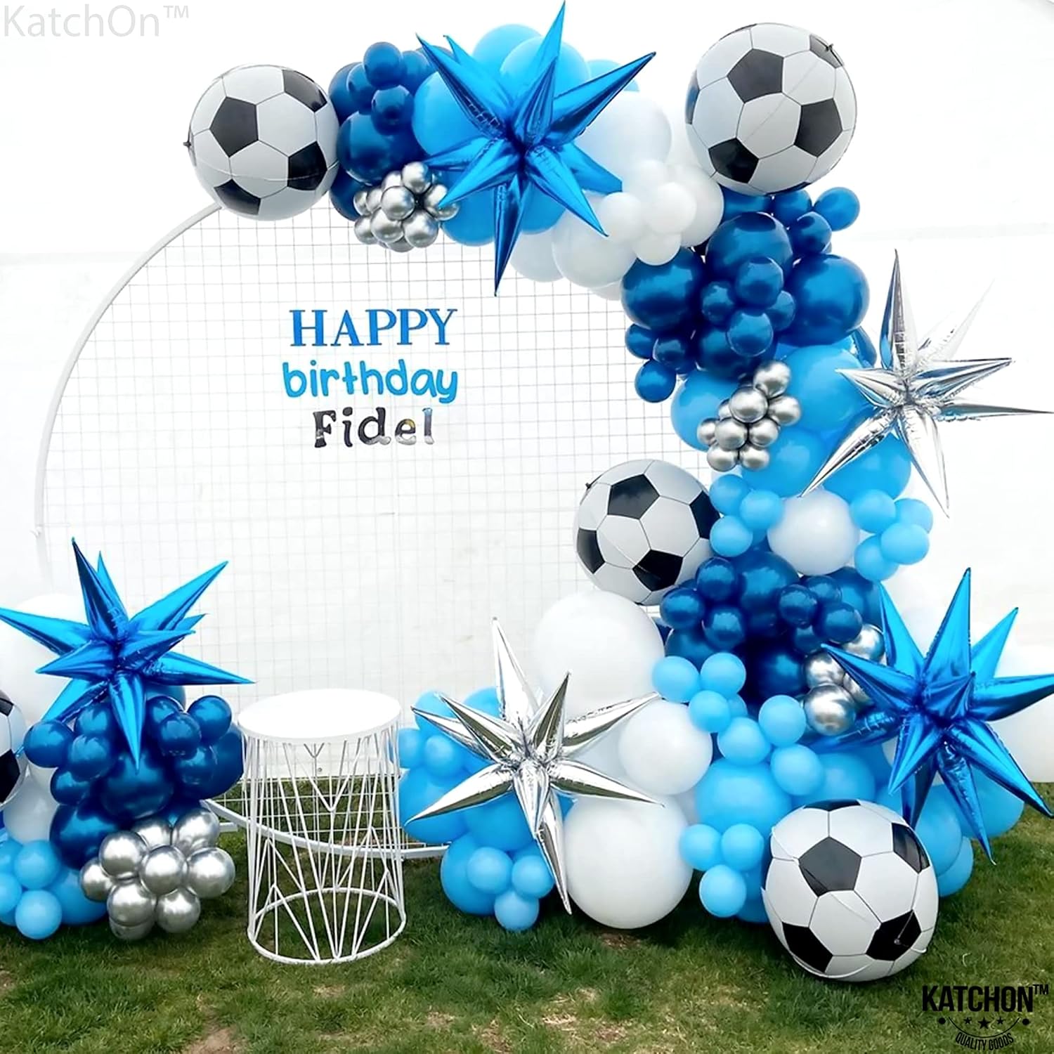 KatchOn Metallic Blue Star Balloons - 26 Inch, Pack of 50 | Starburst & Spike Designs for Blue Birthday & Party Decorations