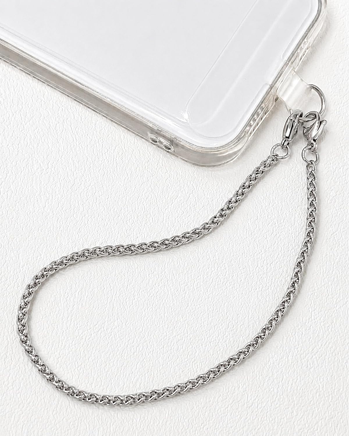 Silver Phone Chain Wrist Strap, Pearl Lanyard Wristlet, Elegant Hands-Free Bracelet Strap for iPhone & More Cell Phone Cases