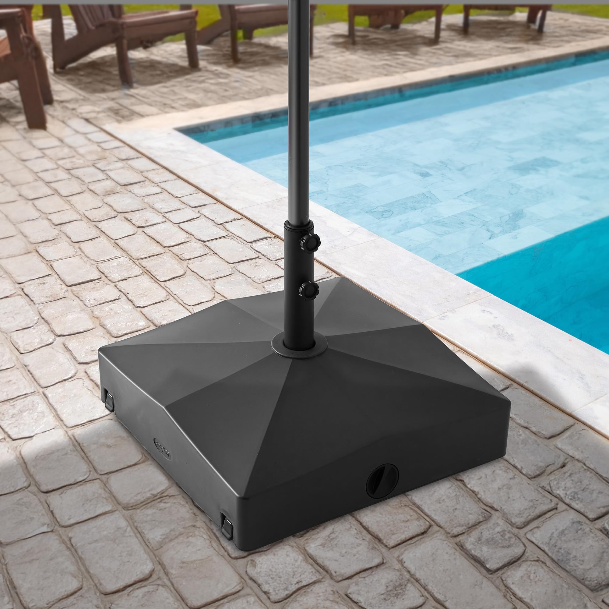 Casafield Patio Umbrella Base – Fillable to 180 lbs. Weighted Stand with Wheels for Outdoor / Lawn or Pool Deck Umbrellas up to 12 FT