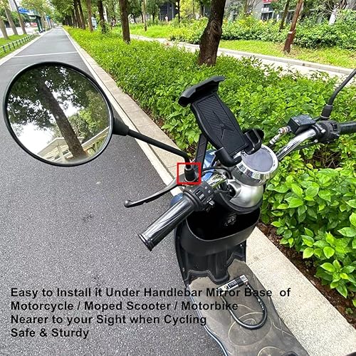 Miniatura 2 de DHYSTAR Soporte universal para teléfono de motocicleta, soporte universal para espejo retrovisor para motocicleta, ciclomotor, scooter, motocicleta,