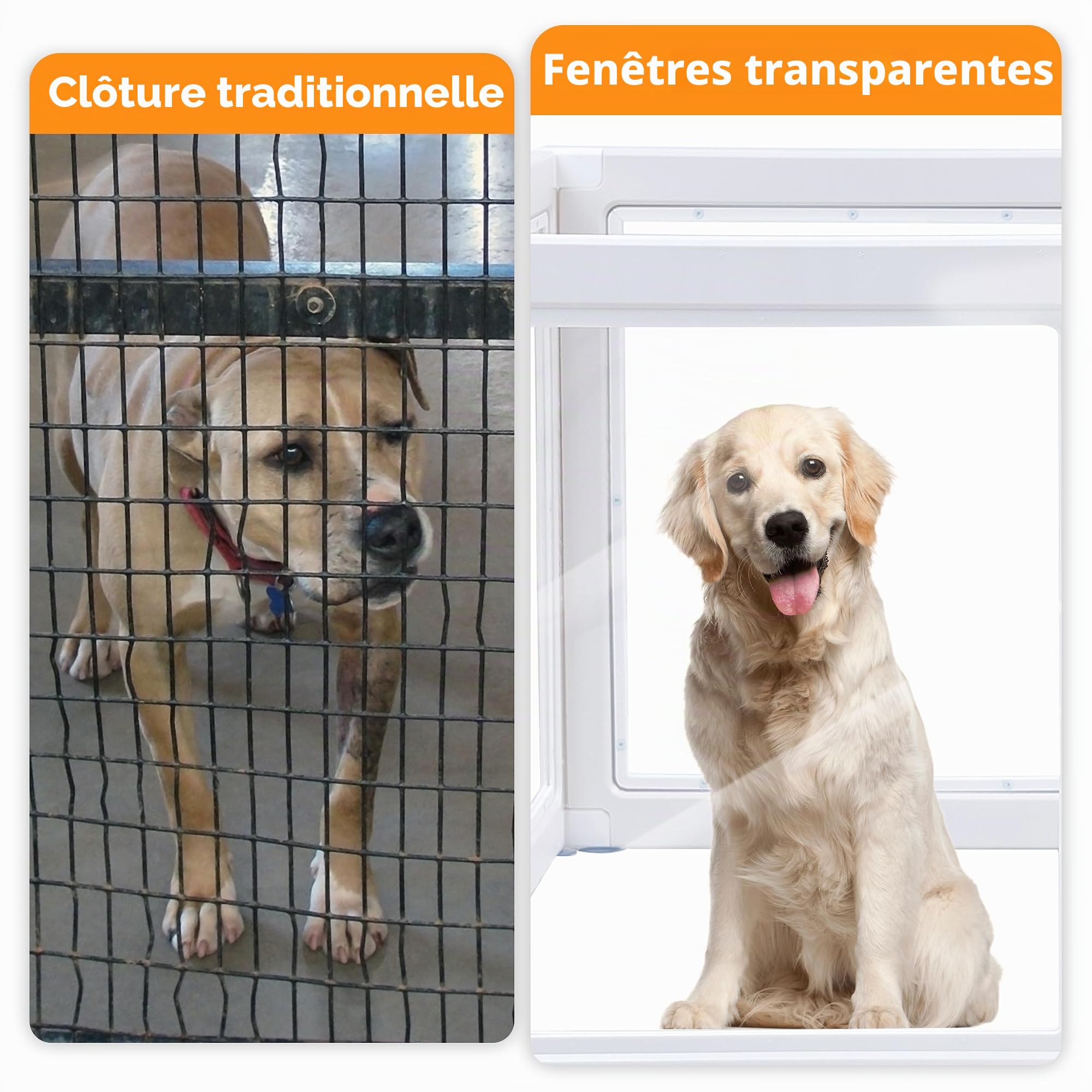 Citylife Parc pour Chien, Parc Chien Transparent 7+1 Panneaux, Chiot Pliable avec Porte Verrouillable, Enclos Chat Lapin Interieur Extérieur, Antidérapant, Blanc, 120x120x60cm