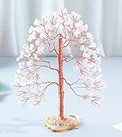 Vista 109 de Rose Quartz Gemstone Tree of LifeNatural Reiki Crystals Gemstone Chakra Tree for Positive Energy, Geode Agate Slice Base, Feng Shui Decor, Good