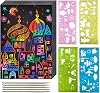 50Pcs Rainbow Scratch Art Paper Set for Kids,A4 Size(8.27 * 11.69in) Magic DIY Painting Art Paper for Kids with 4 Templates and 5 Wooden Scraper Pens