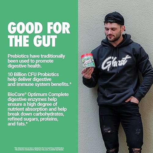 Miniatura 4 de Polvo de vegetales GHOST, original - 30 porciones - 19 polvos de superalimentos verdes y rojos, frutas, verduras, espirulina y clorella,