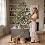 Warmplants Artificial Eucalyptus Tree, 6ft Tall Faux Eucalyptus Plant with Basket for Home Office, 72'' Fake Tree for Indoor Outdoor Livingroom Garden Floor Decor