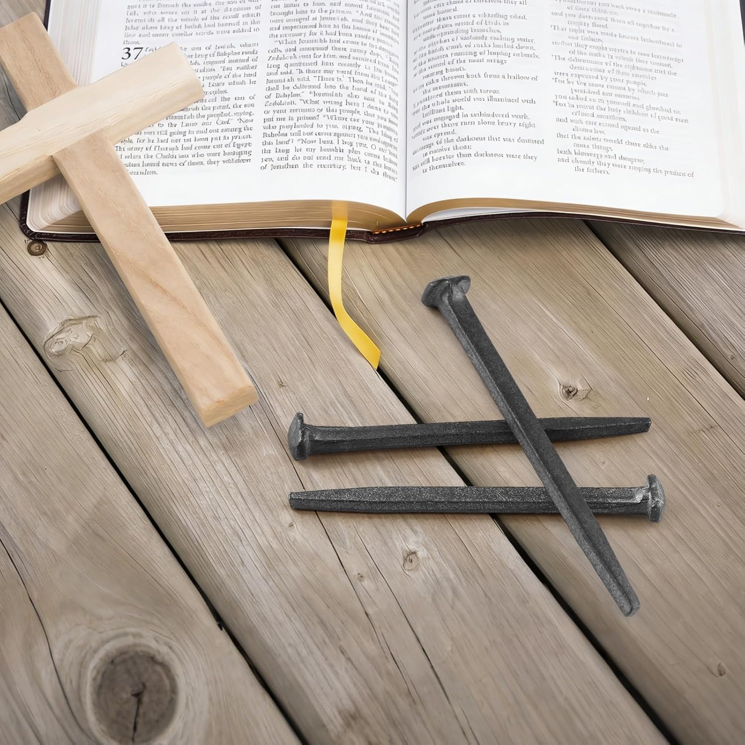 MOLIGOU 3 Pcs Crucifixion Nails, 6" Crucifix Nails for Crafts, Hand Forged Nail for Easter Decor